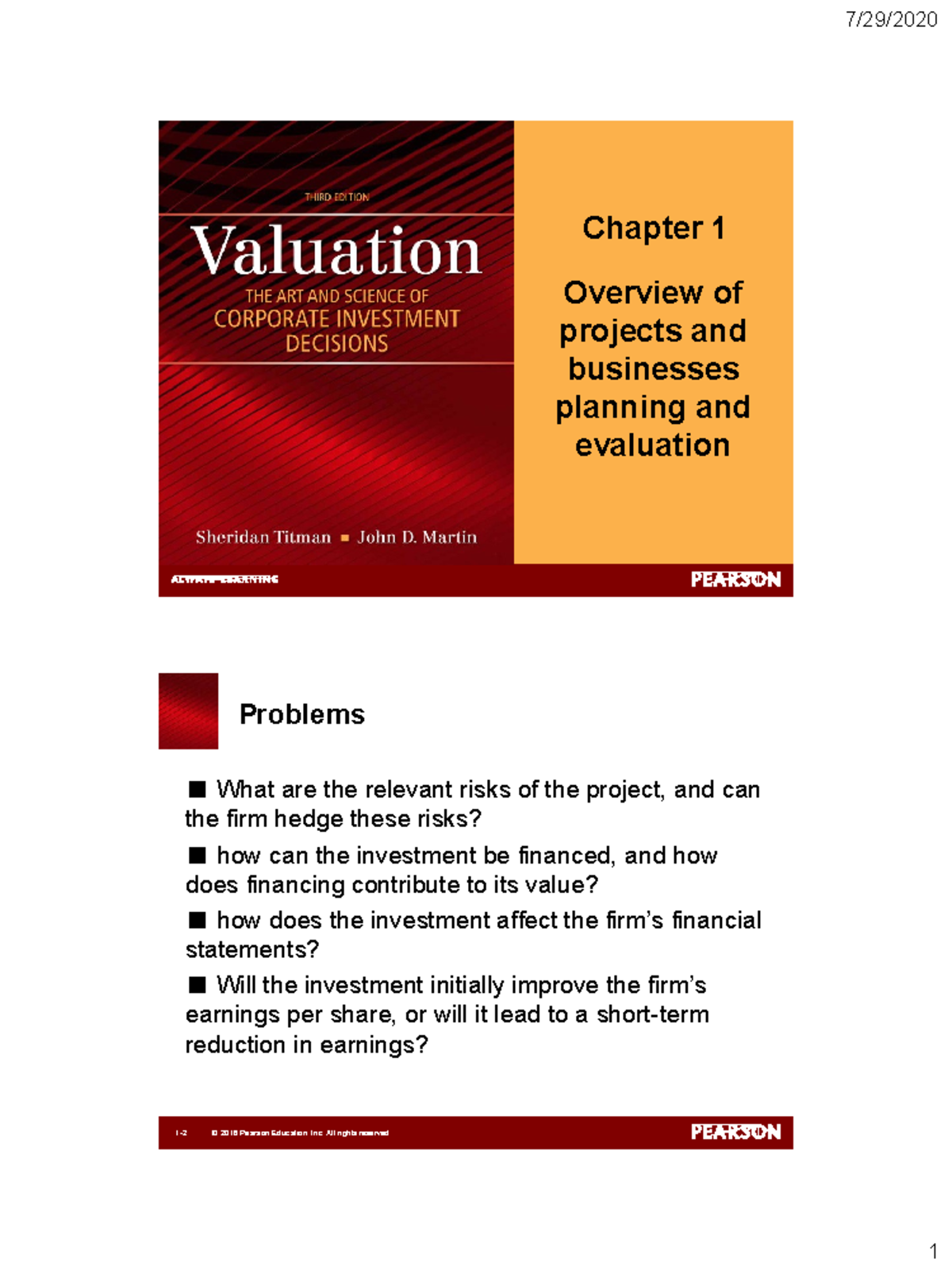 B02031 Chapter 1: Overview of Project and Business Evaluation - Studocu
