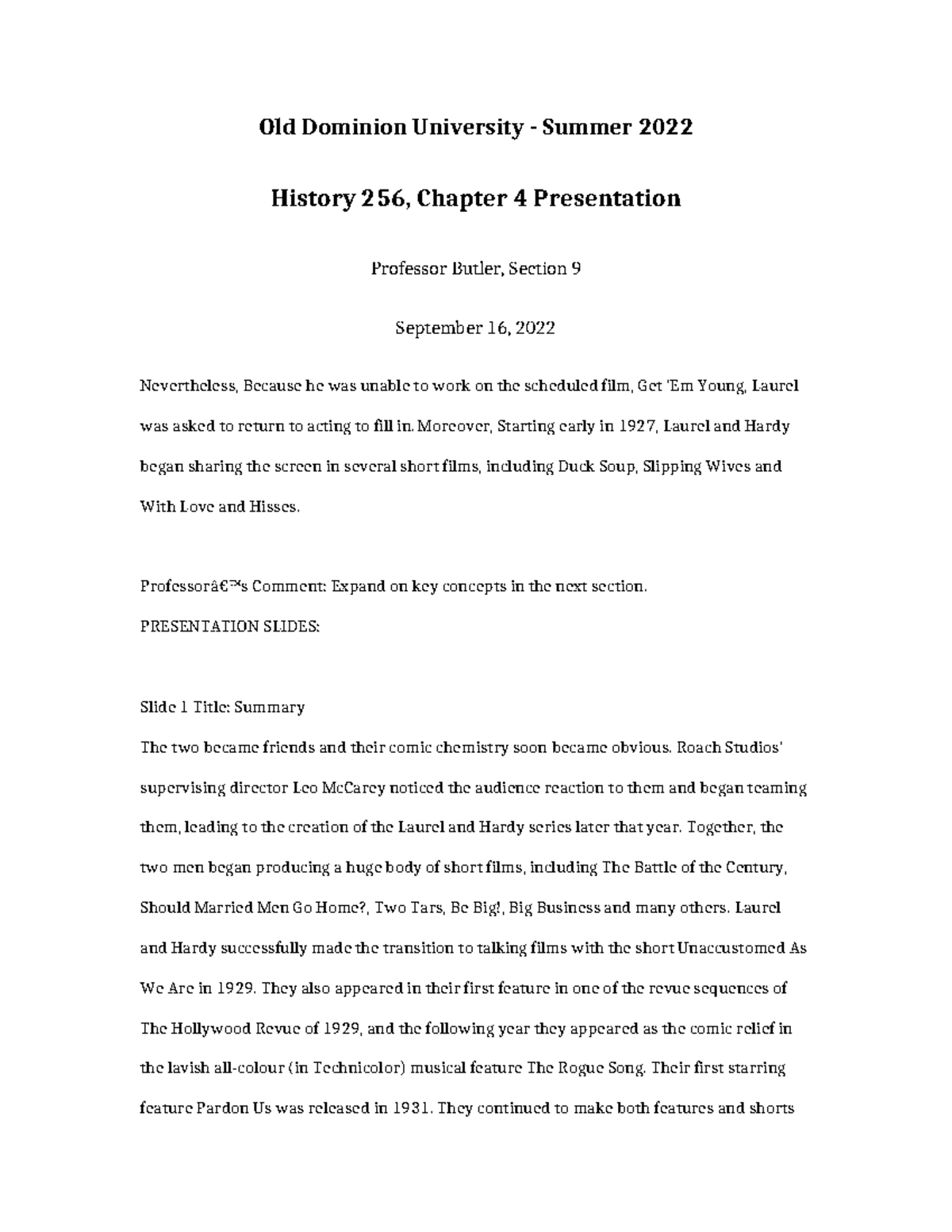 History 256 Chapter 4 Presentation - Old Dominion University - Summer ...