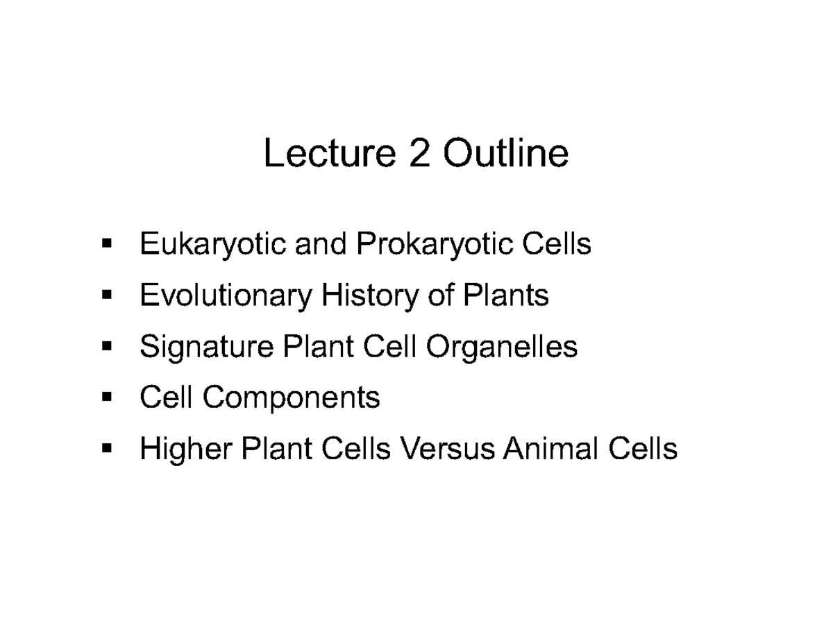 Lecture 2: Eukaryotic vs Prokaryotic Cells & Plant Cell Organelles ...