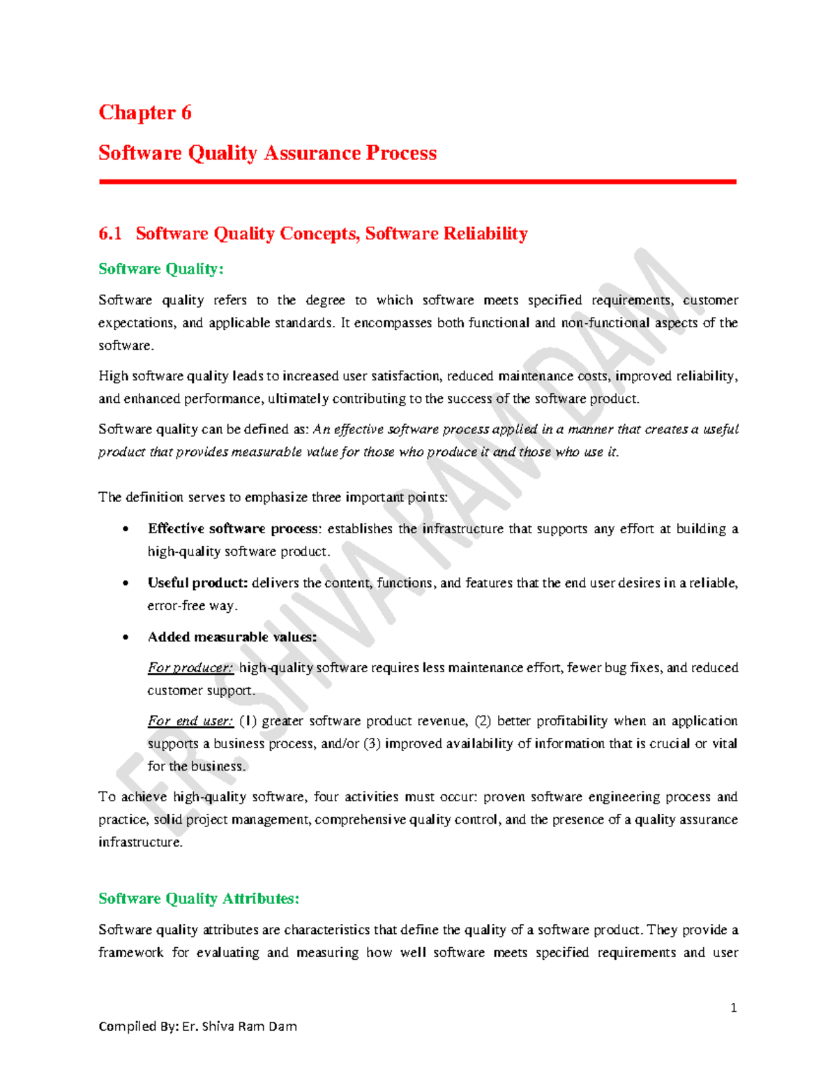Chapter 6: Software Quality Assurance Process and Key Concepts - Studocu