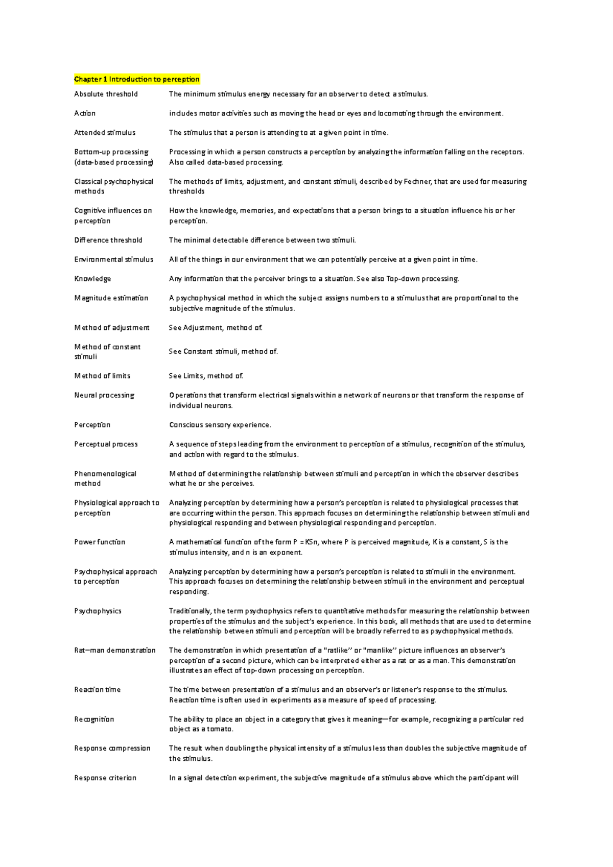 3051 key terms - Summary Perception And Cognition - Chapter 1 ...