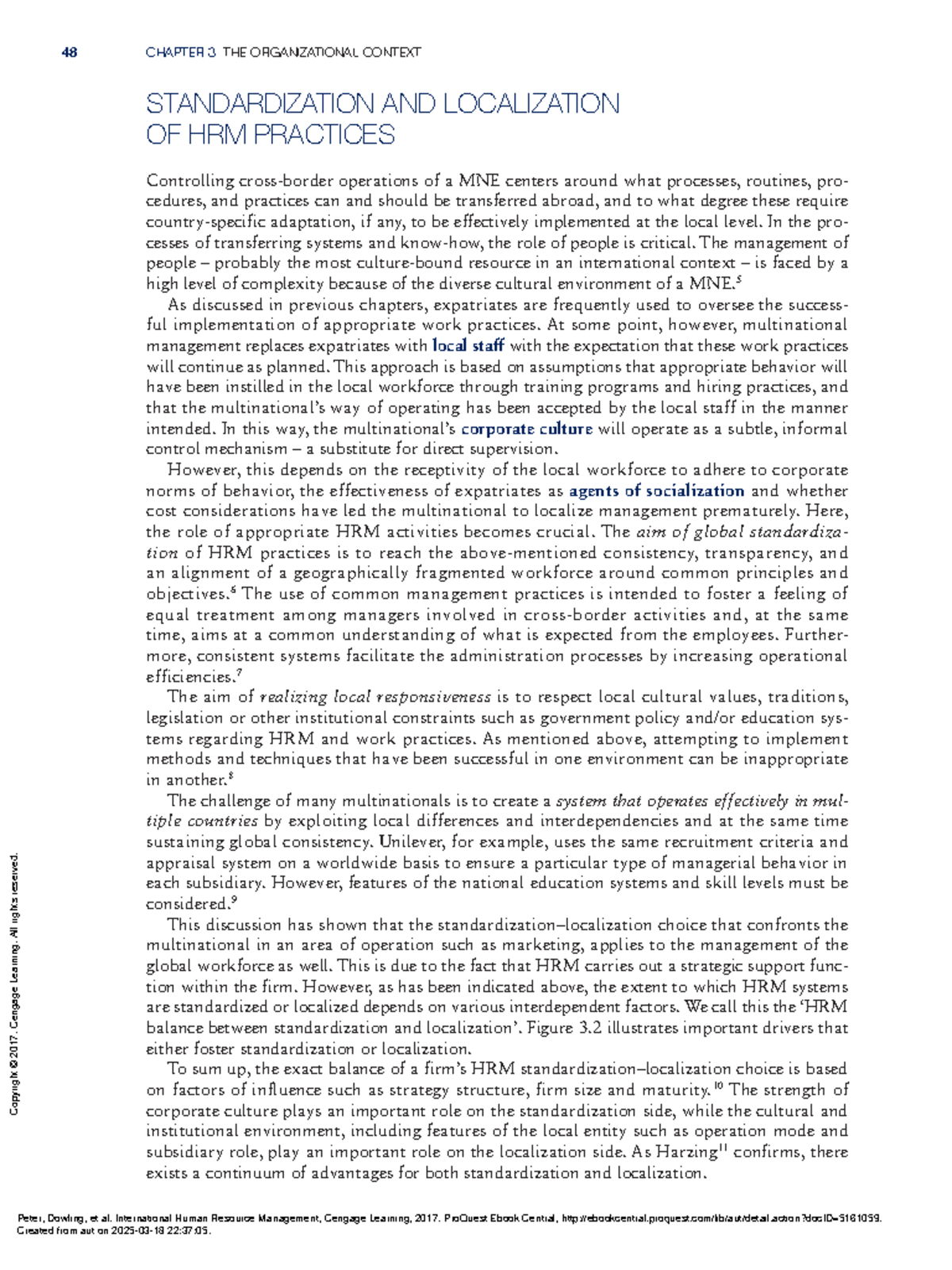 International Human Resource Management - (Standardization and ...
