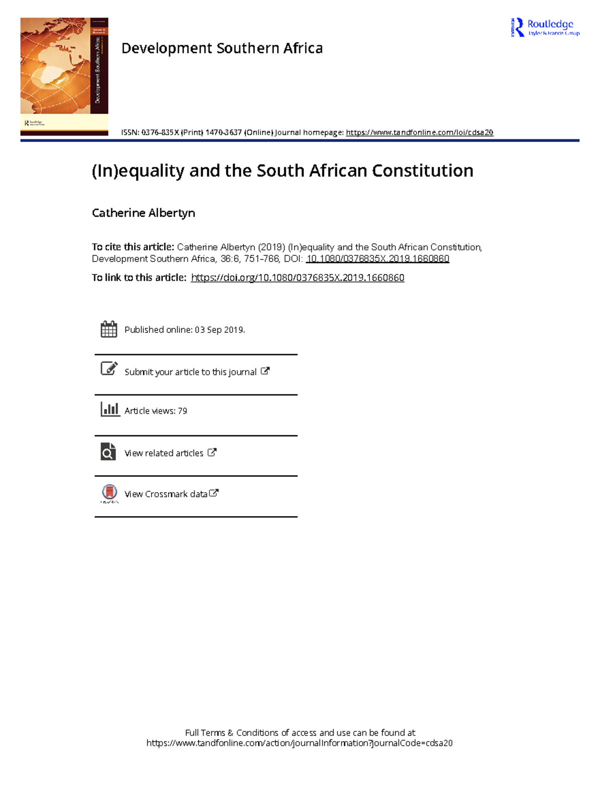 Albertyn (2019) Assessing (In)equality in the South African ...