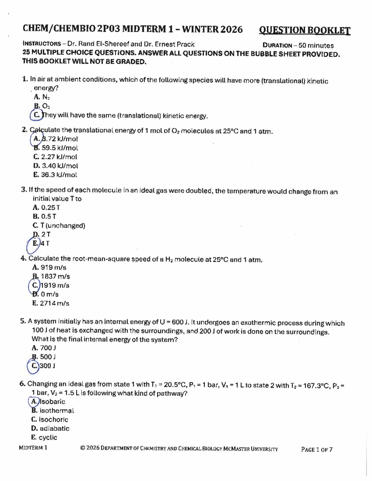 CCB2P03 MIDTERM 1 ANSWER KEY 2026 - CHEMISTRY & BIOLOGY - Studocu