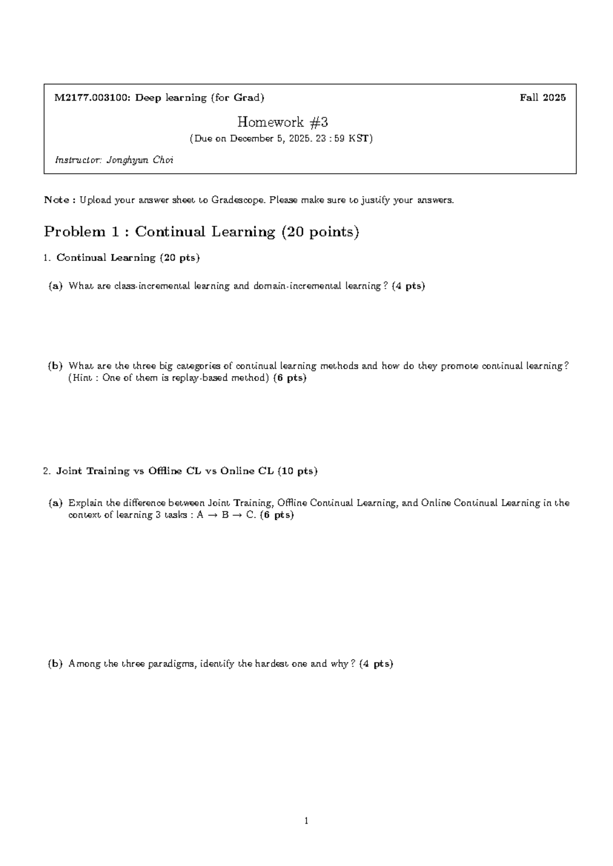 M2177.003100: Deep Learning Grad Homework 3 - Due Dec 5, 2025 - Studocu