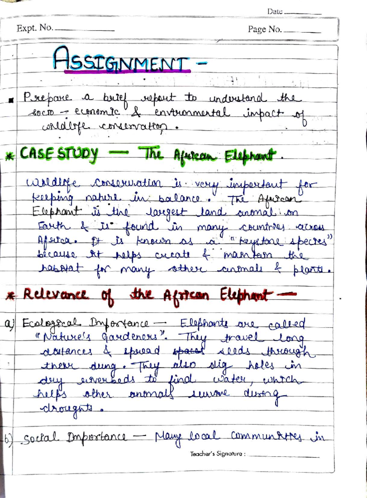EVS 101 Case Study: Socio-Economic Impact of African Elephant ...