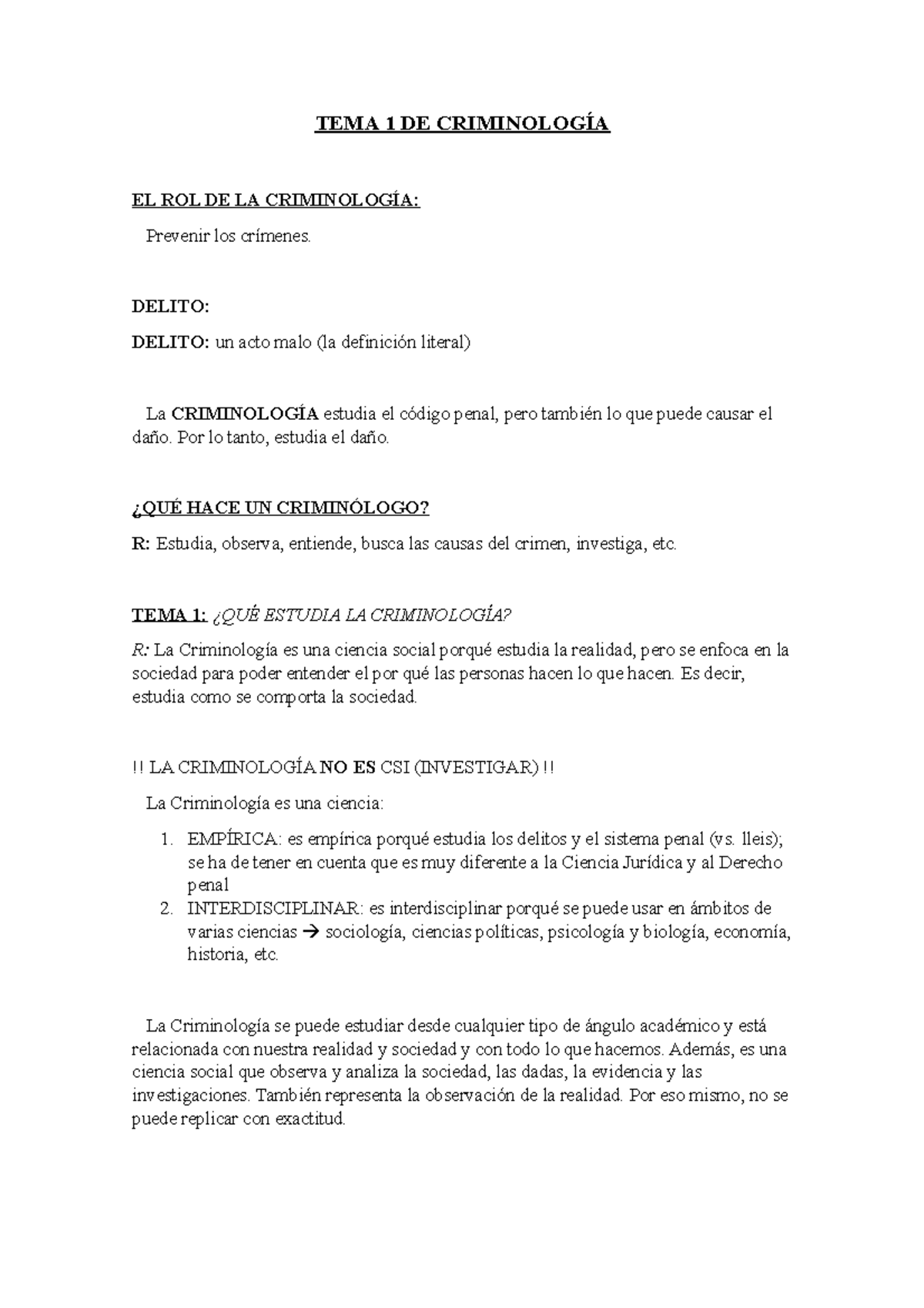 TEMA 1 DE Criminologia - Apuntes del tema 1 hechos con el powerpoint y ...