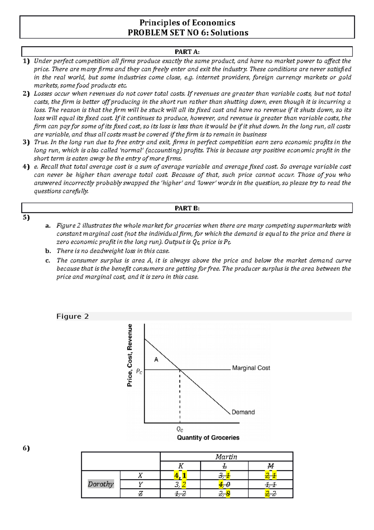 Week 6 Assignment Solution - Principles of Economics PROBLEM SET NO 6 ...