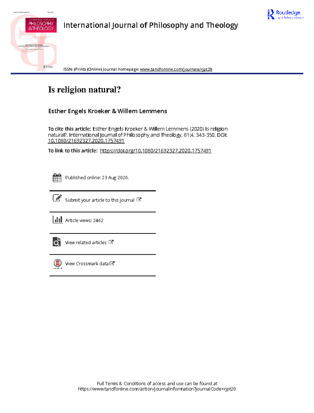 Is Religion Natural? Insights from Philosophy and Cognitive Science ...