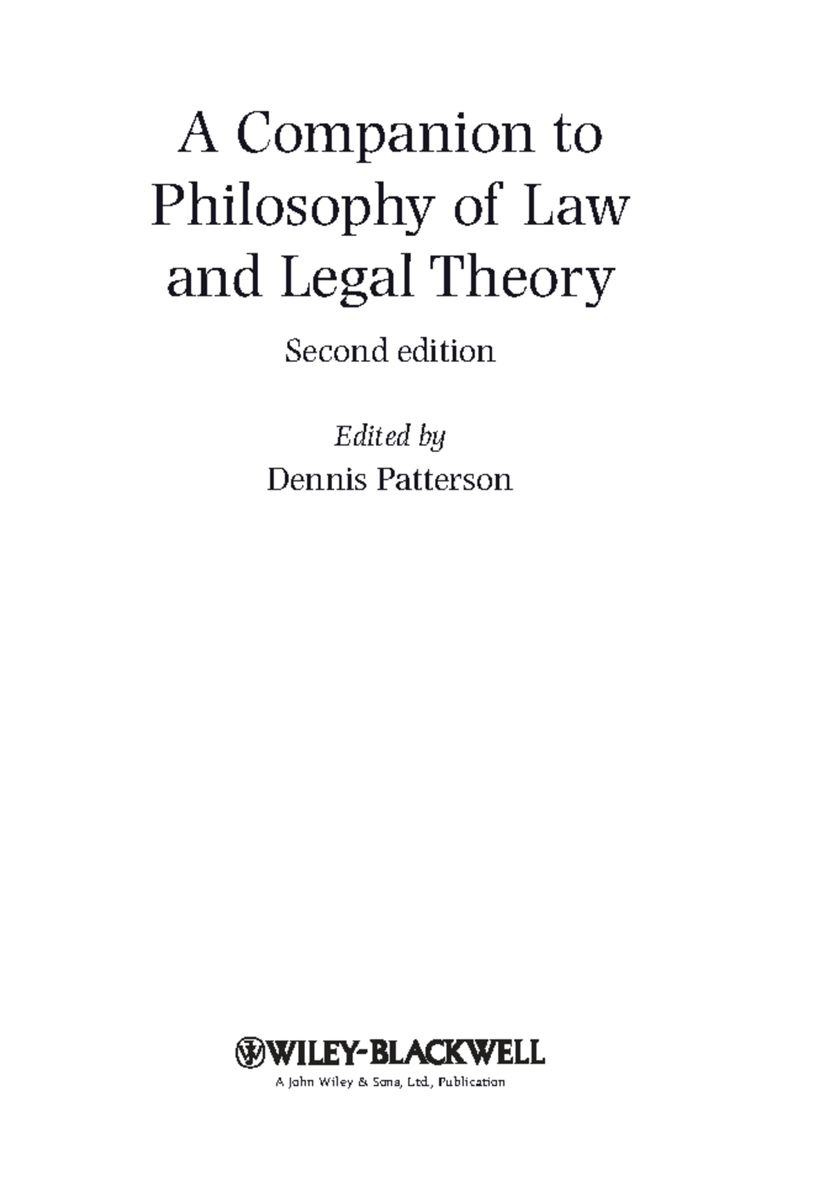 A Companion to Philosophy of Law and Legal Theory, 2nd Ed. - Studocu