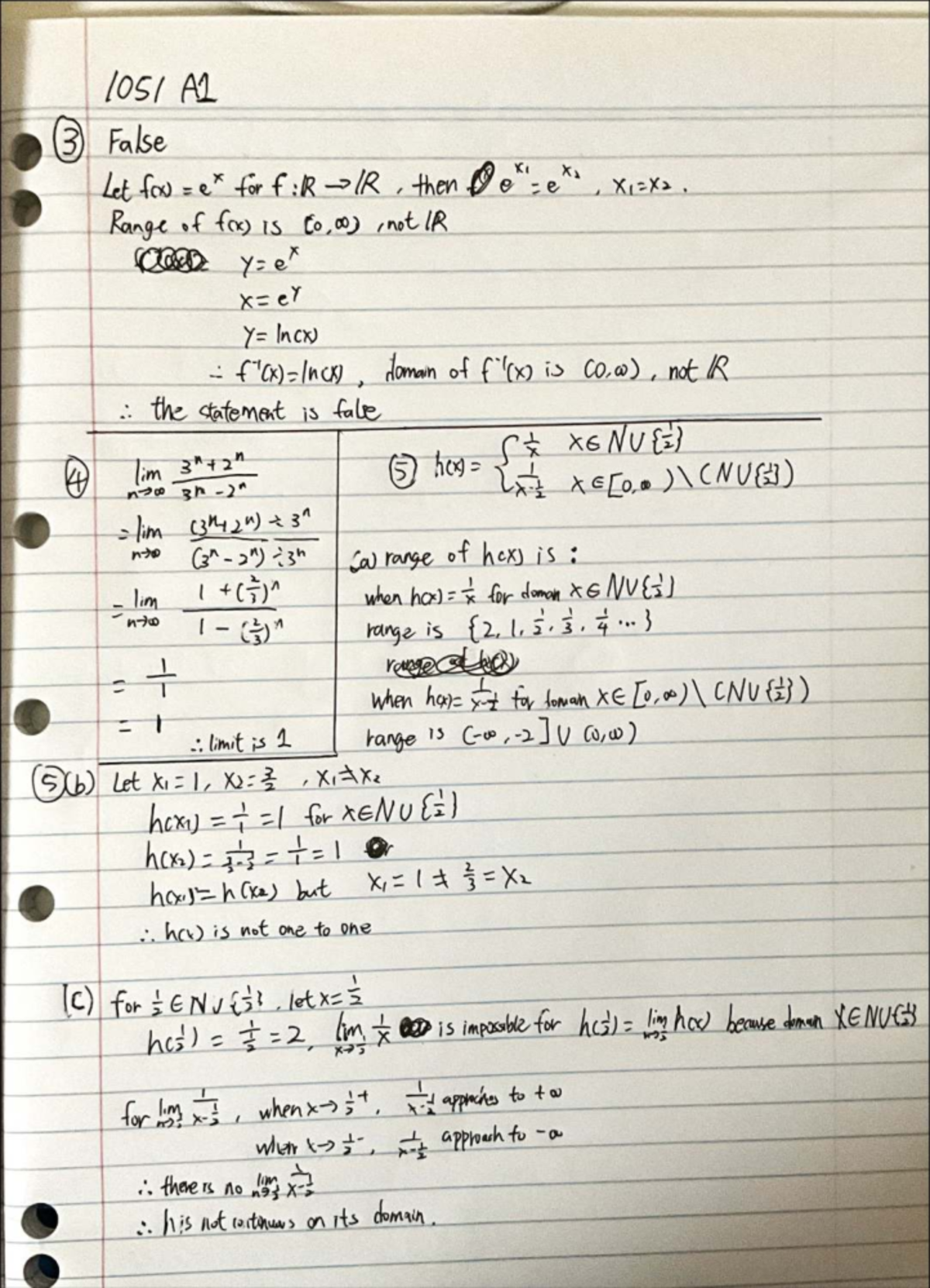 1051a1 2026s1 - Sample Exam Notes on Function Domains - Studocu