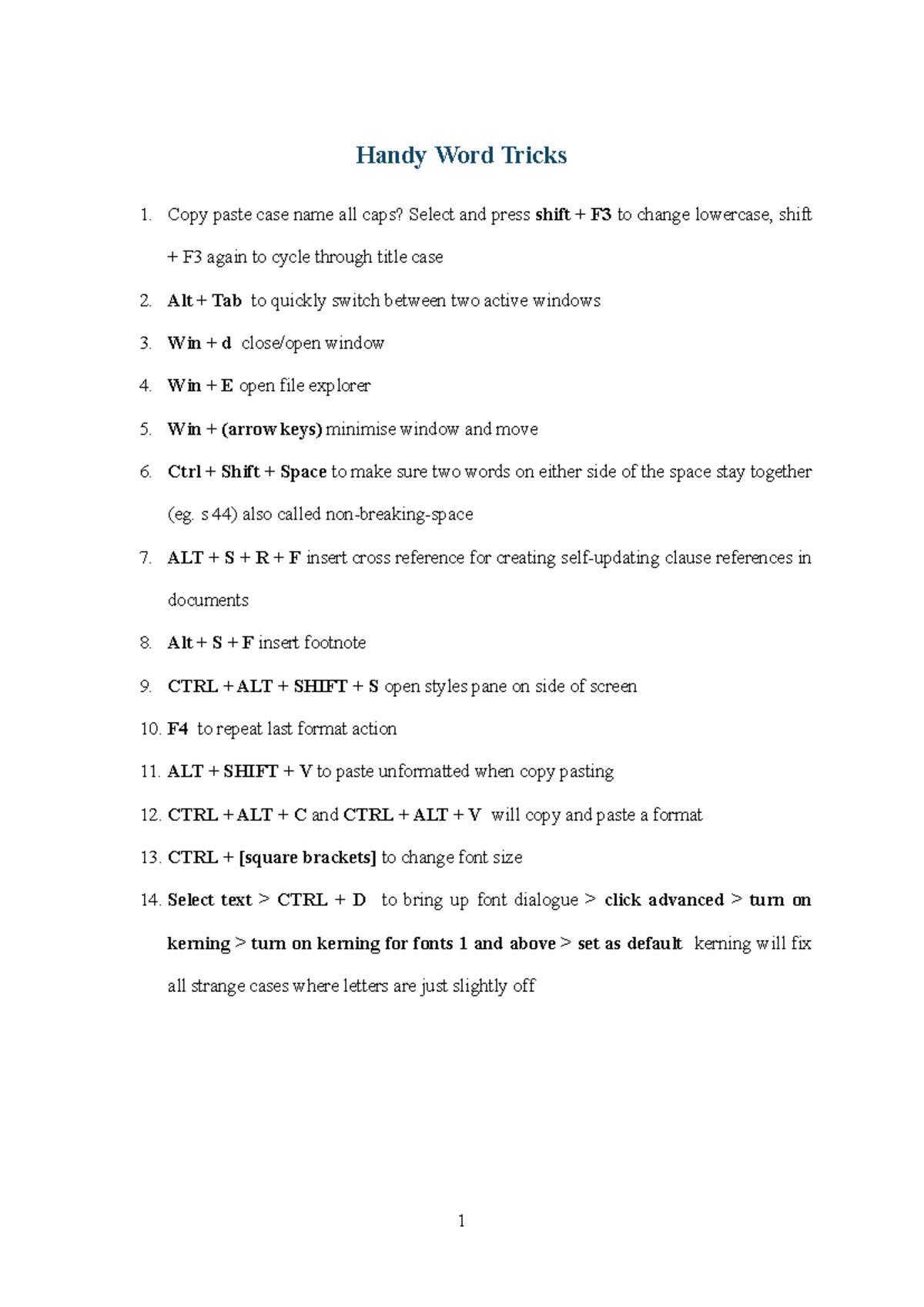 Handy Word Tricks: Essential Shortcuts for Efficient Use - Studocu