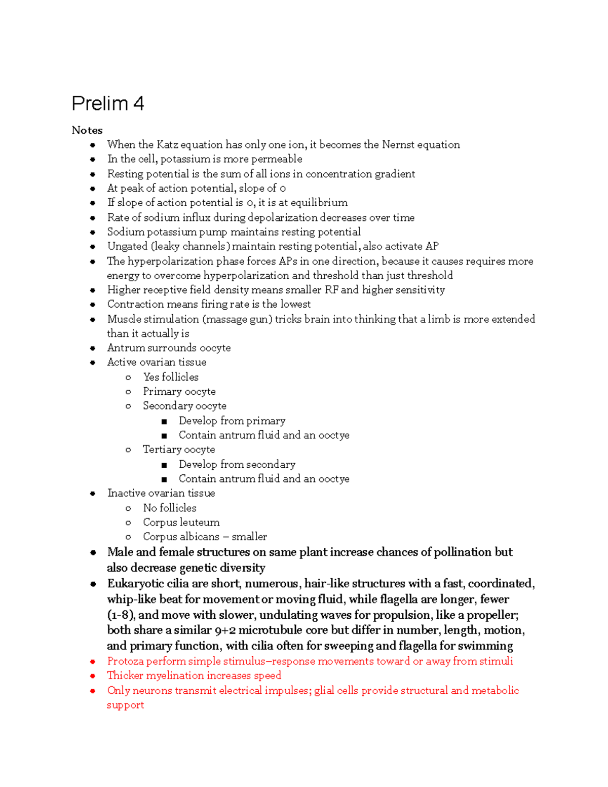 Prelim 4 Notes: Action Potentials and Muscle Physiology - Studocu