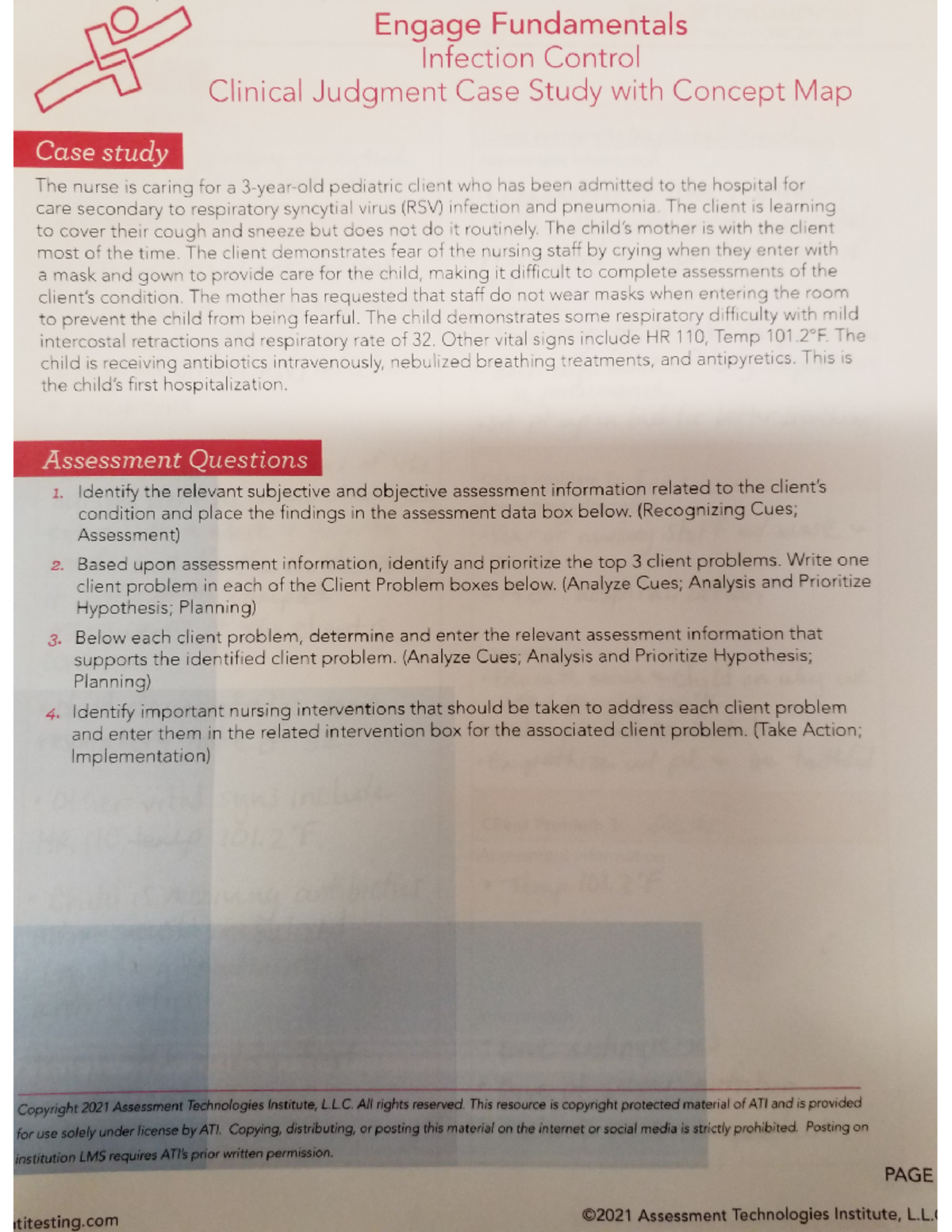 ATI Engage Fundamentals Infection Control Clinical Judgment Case Study ...