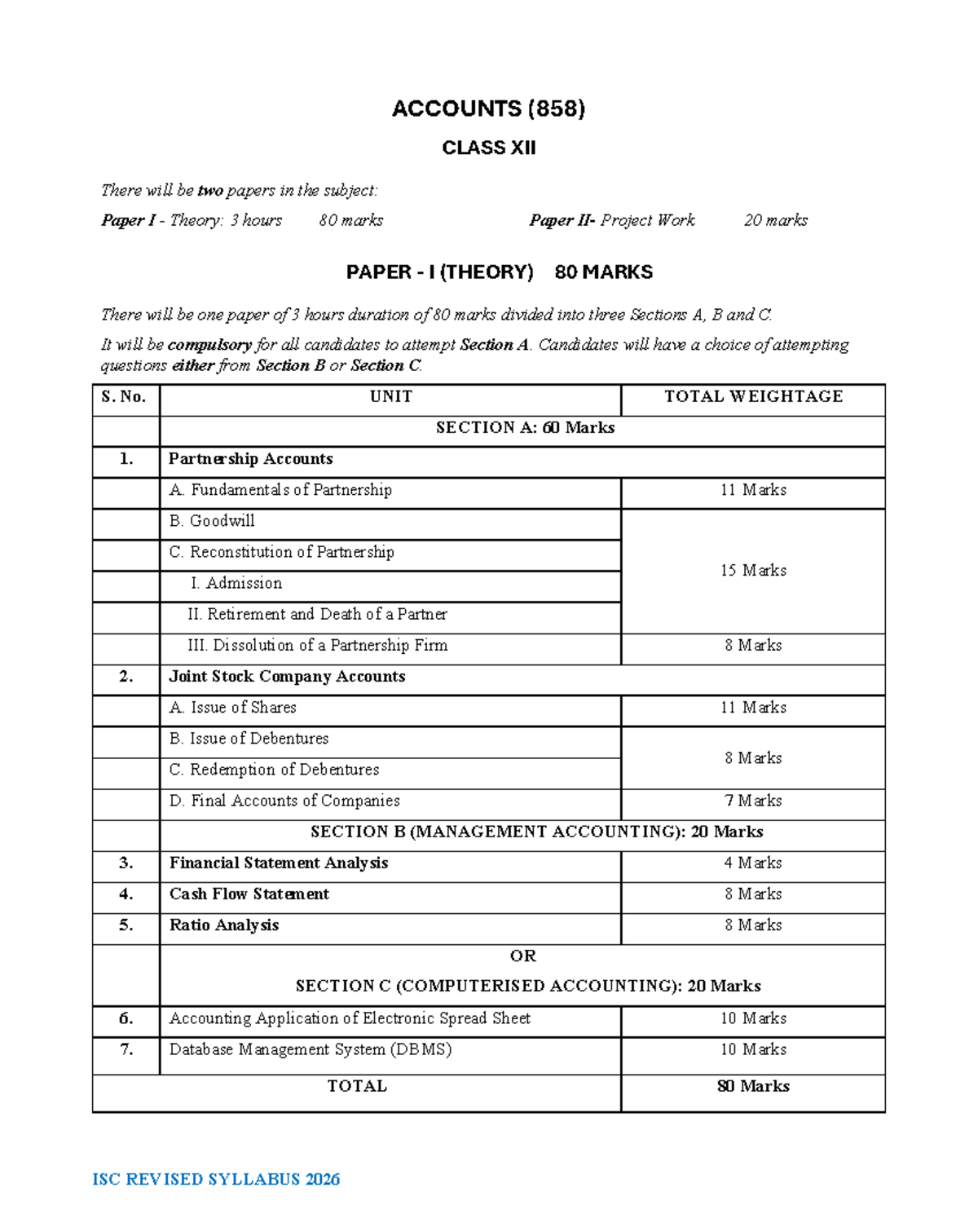 Accounts-XII-Revised - ACCOUNTS (858) CLASS XII There will be two ...