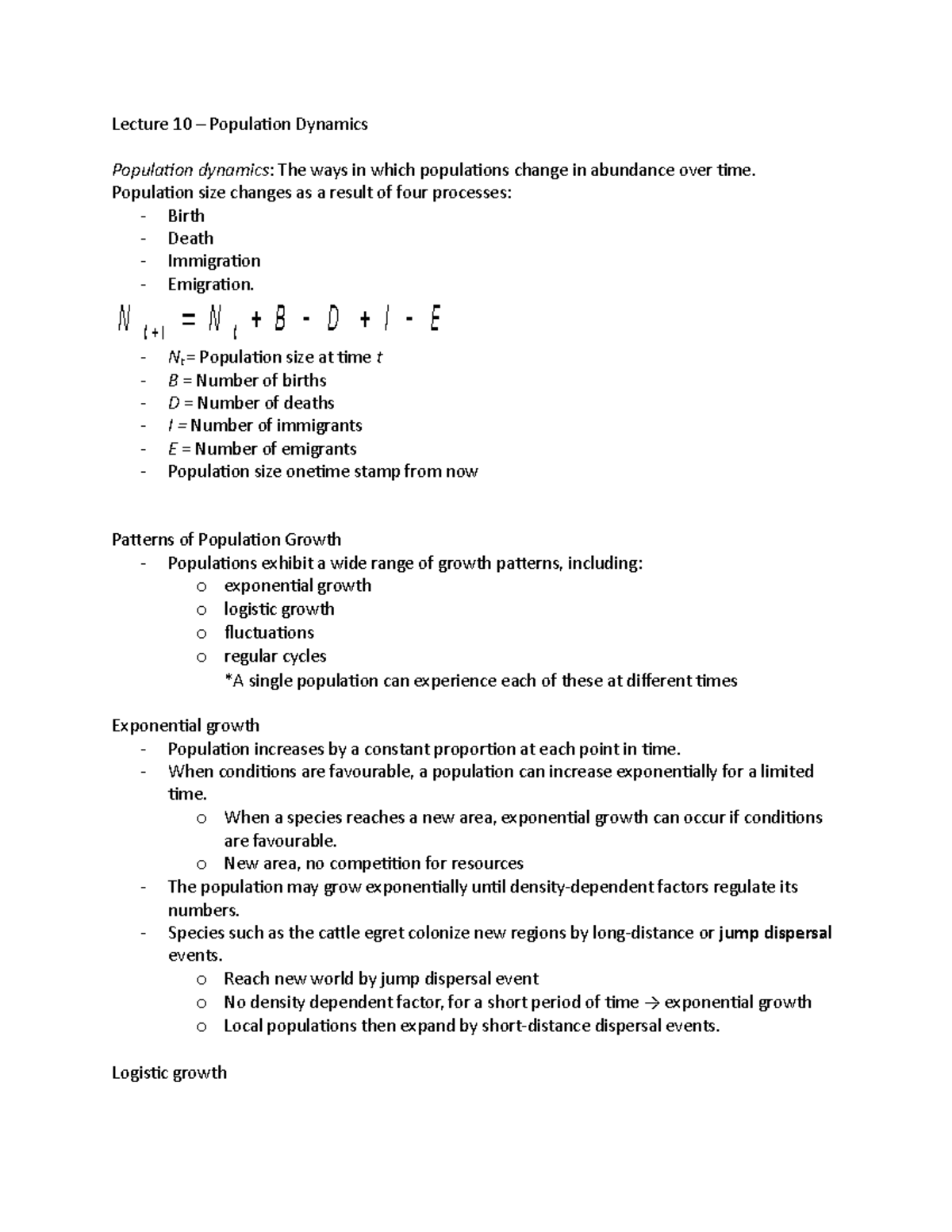 2483-LEC10 - Summer online - Lecture 10 – Population Dynamics ...