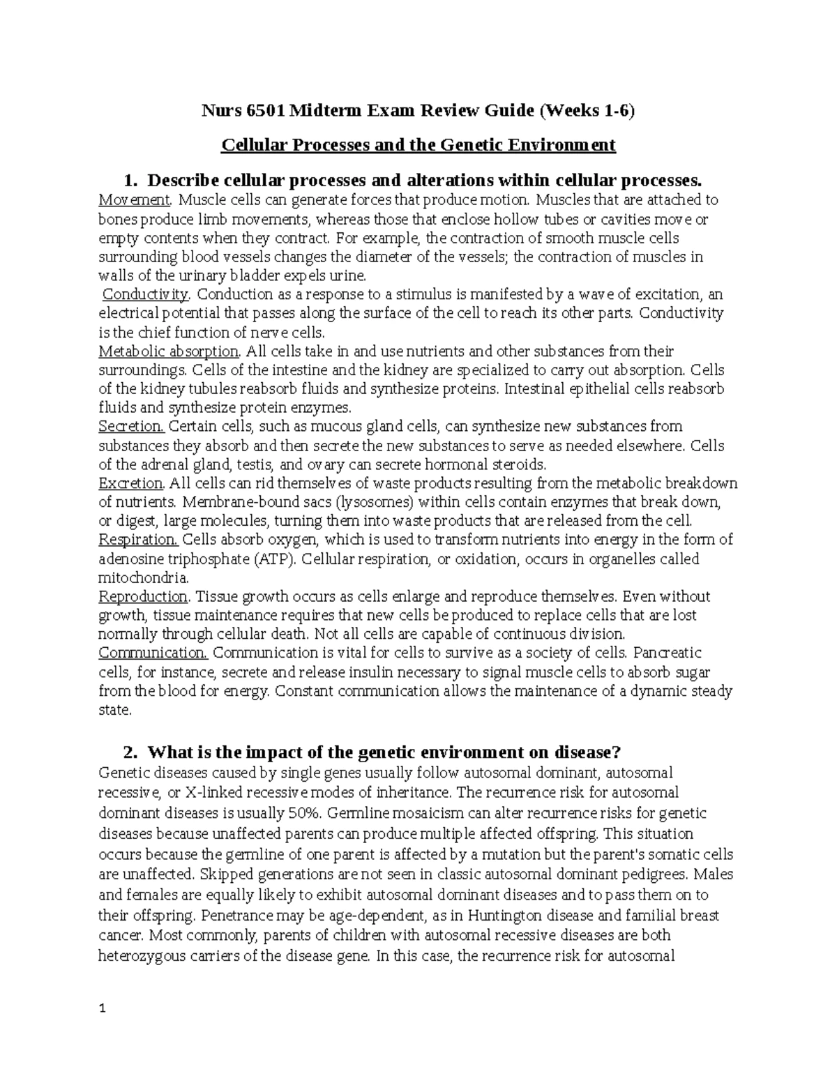 NURS 6501 Midterm Exam 2022 - Advanced Pathophysiology Review - Studocu