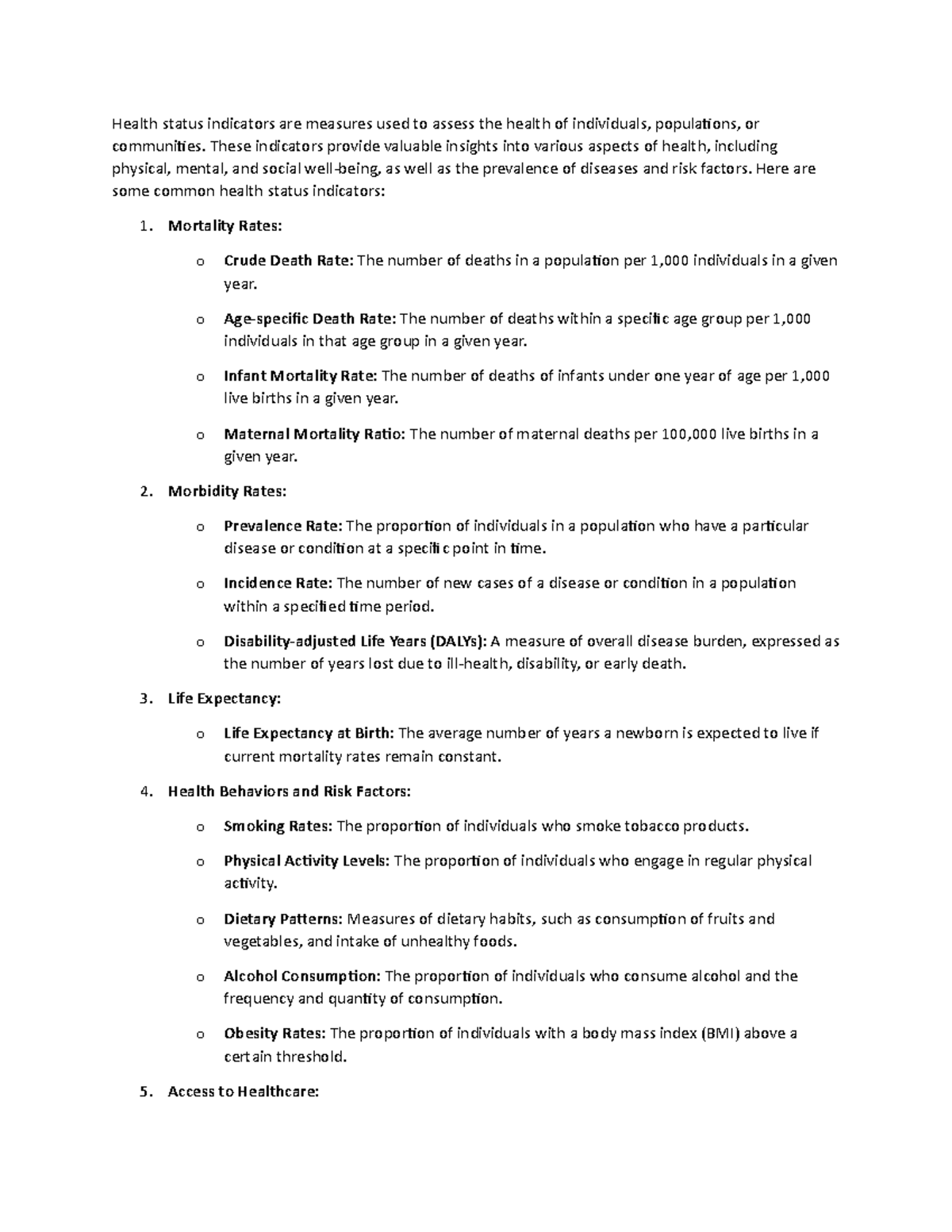 Health Status Indicators: Key Metrics for Population Health Assessment ...