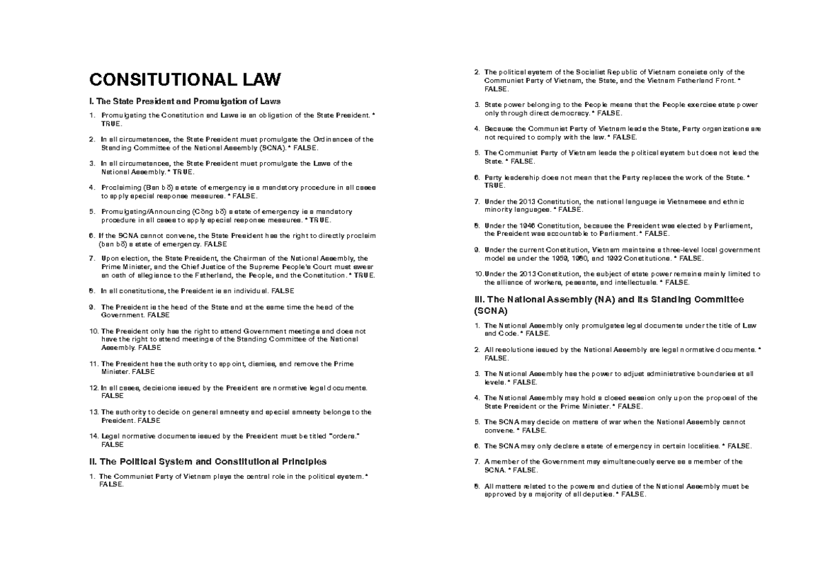 CONSTITUTIONAL LAW I: The Role of the State President in Law ...