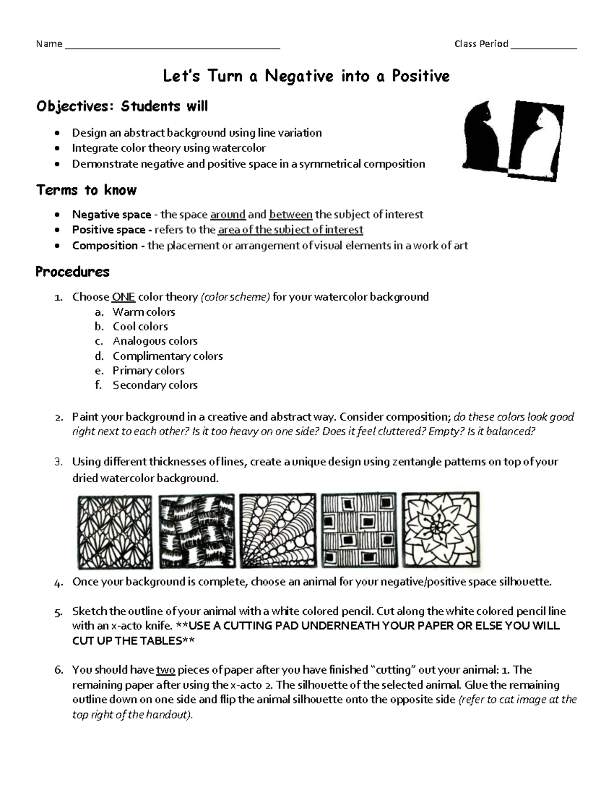 Art Class WS: Negative & Positive Space Techniques - Studocu