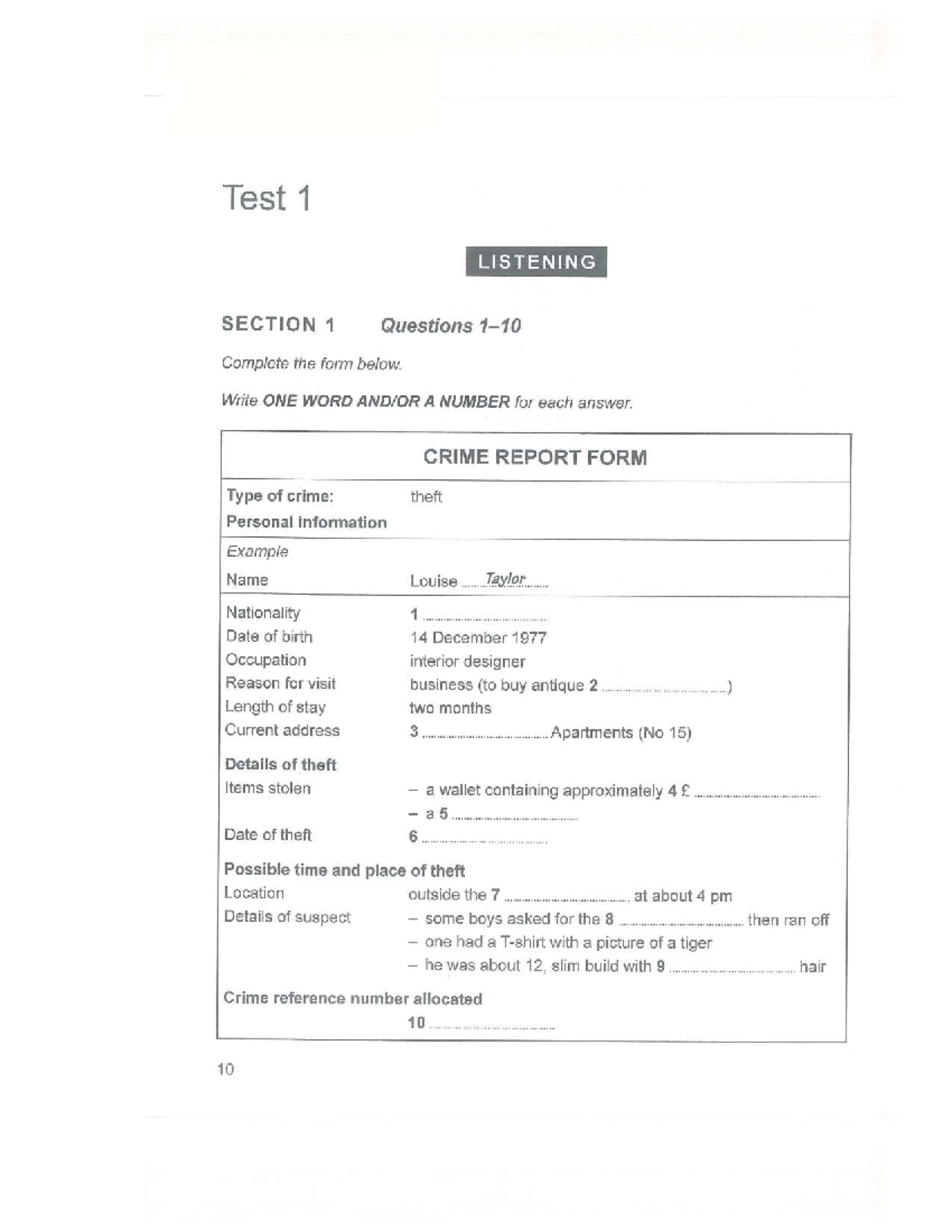 Test 1 Listening and Reading Comprehension Questions - Studocu