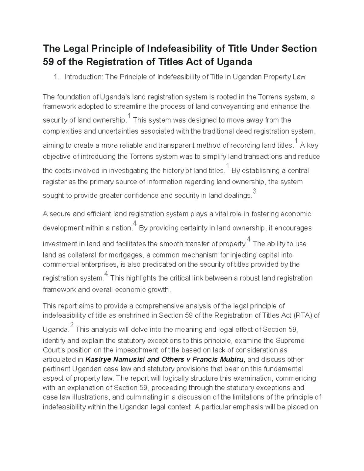 Indefeasibility of Title Under Section 59 of the Registration of Titles ...