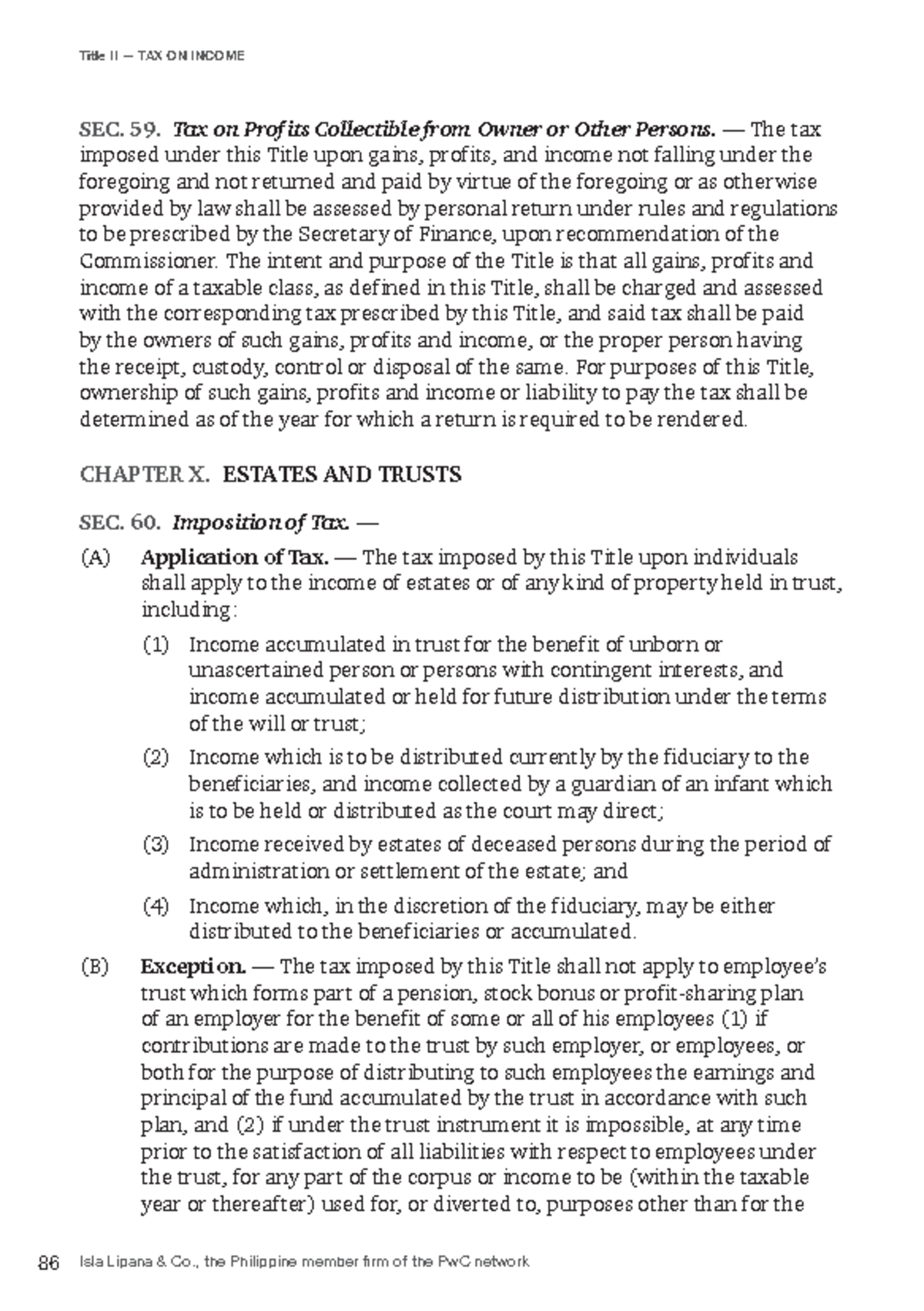 Pwcph tax code 2019 36 - n/a - 86 Isla Lipana & Co., the Philippine ...