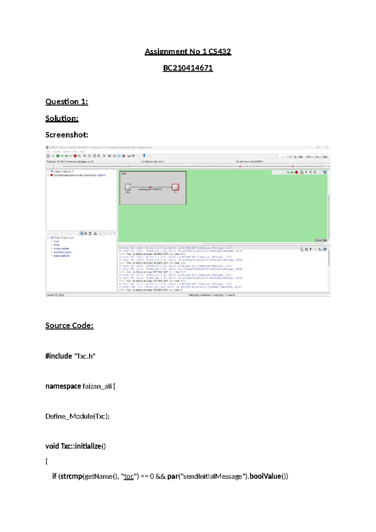 Assignment No 1 CS432 - Network Modeling and Simulation - Assignment No ...