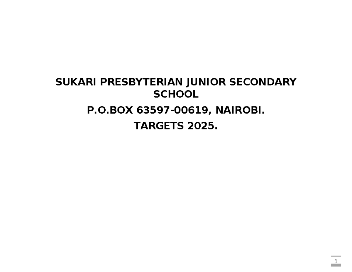 SPJS Targets 2025 - Objectives and Strategies for Success - Studocu