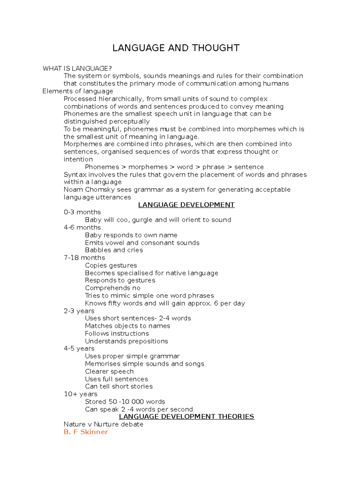 Language and Thought: Lecture Notes for Exam Preparation (PSY101) - Studocu