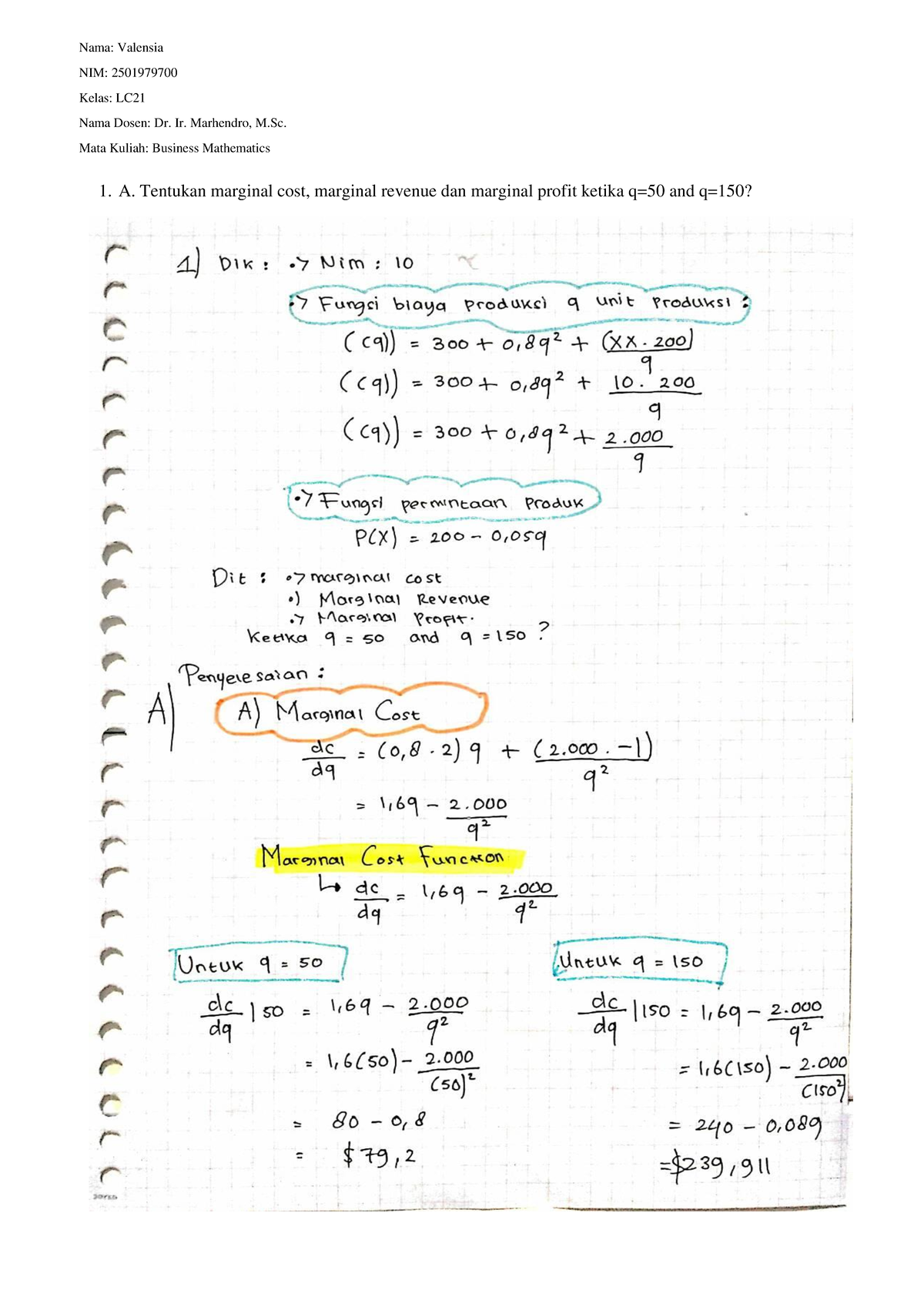 Math 3 - Business Mathematics Study Guide and Analysis - Studocu