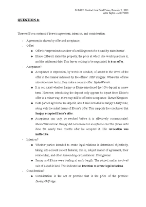 LLB202 Contract Law Week 10 Tutorial Questions and Instructions - Studocu