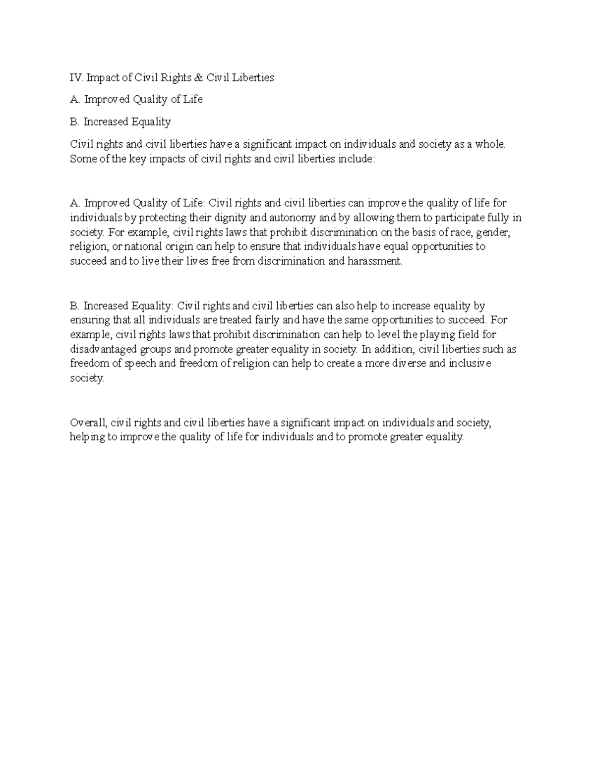 Civil Rights & Civil Liberties Impact - Chapter 4 Analysis - Studocu