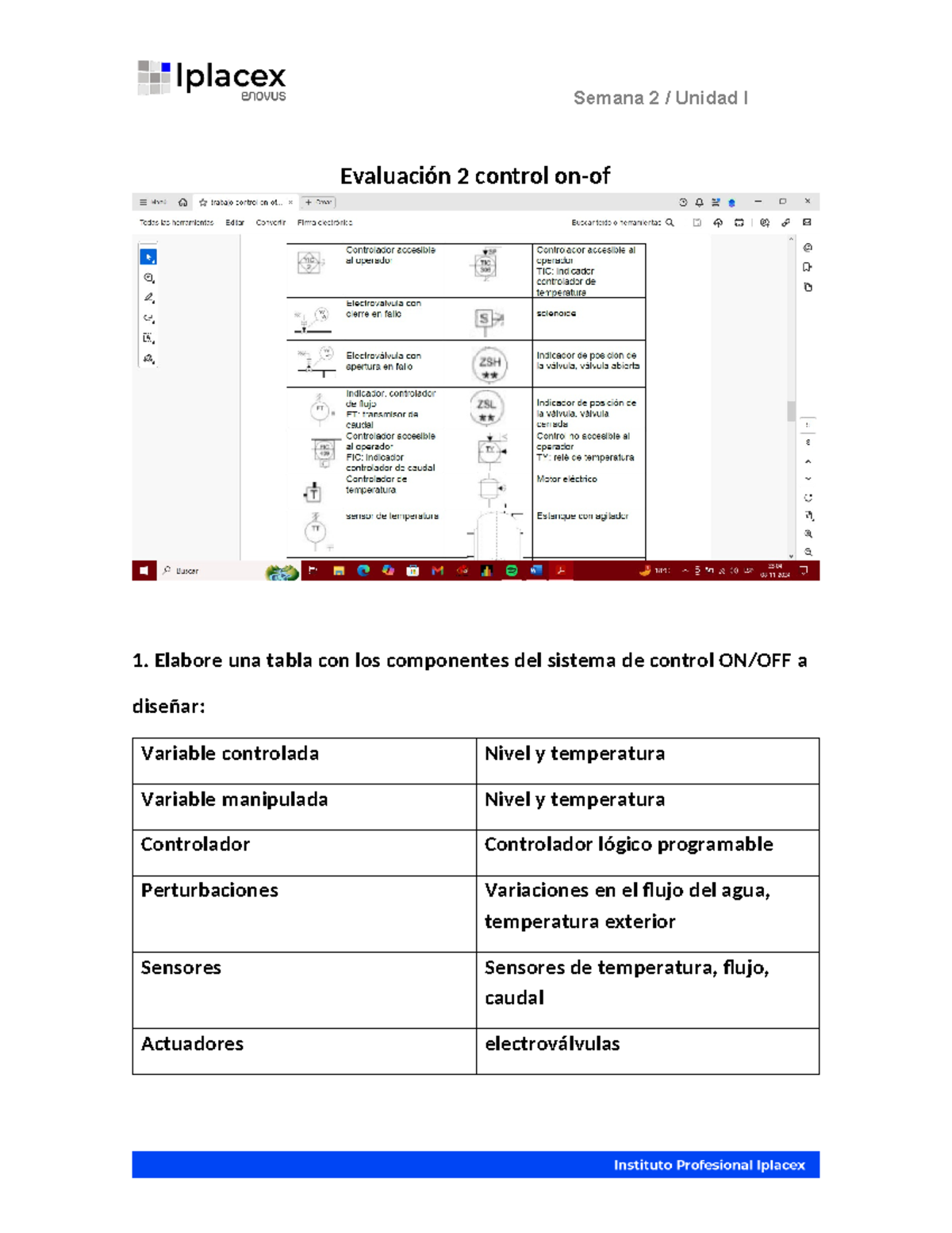 Evaluación 2: Control ON/OFF del Sistema de Control Industrial - Studocu