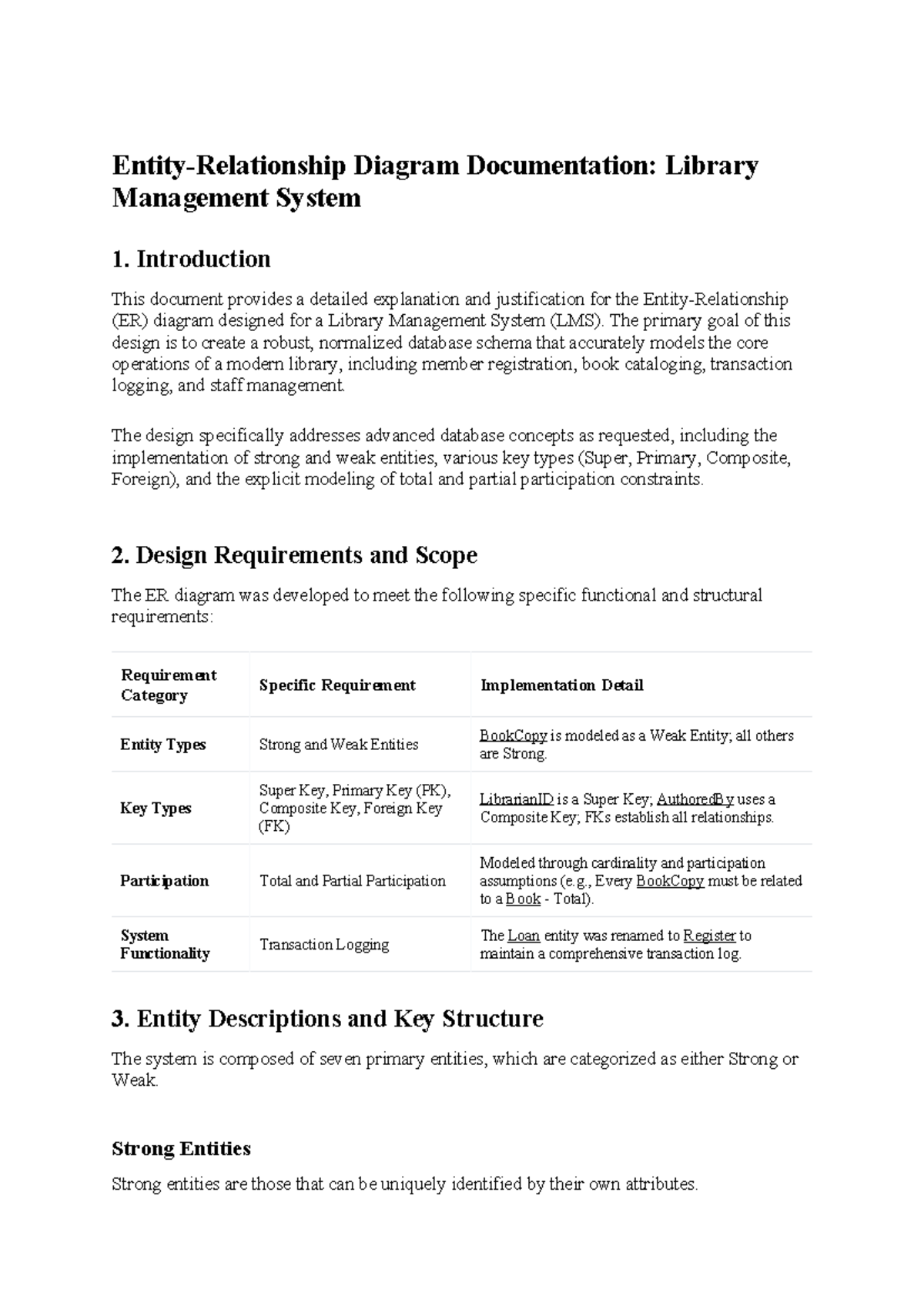 Entity-Relationship Diagram Documentation: Library Management System ...