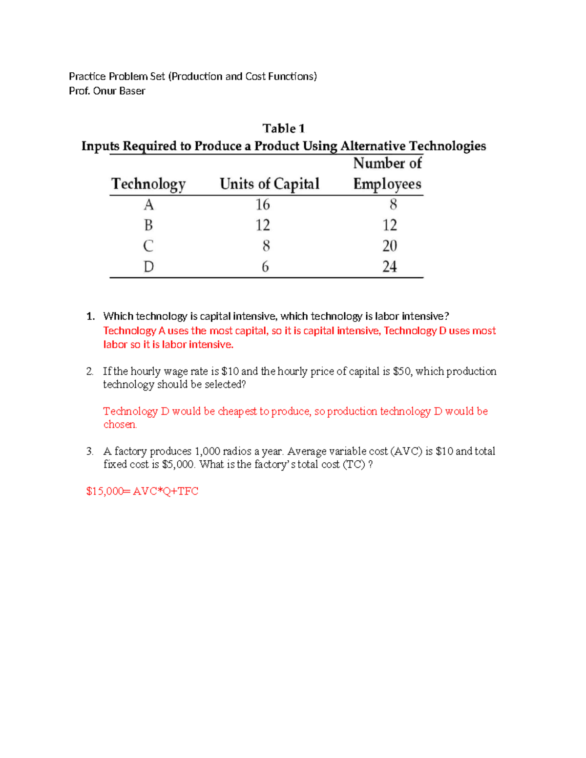 Production Function Practice Test (Econ 101) - Studocu