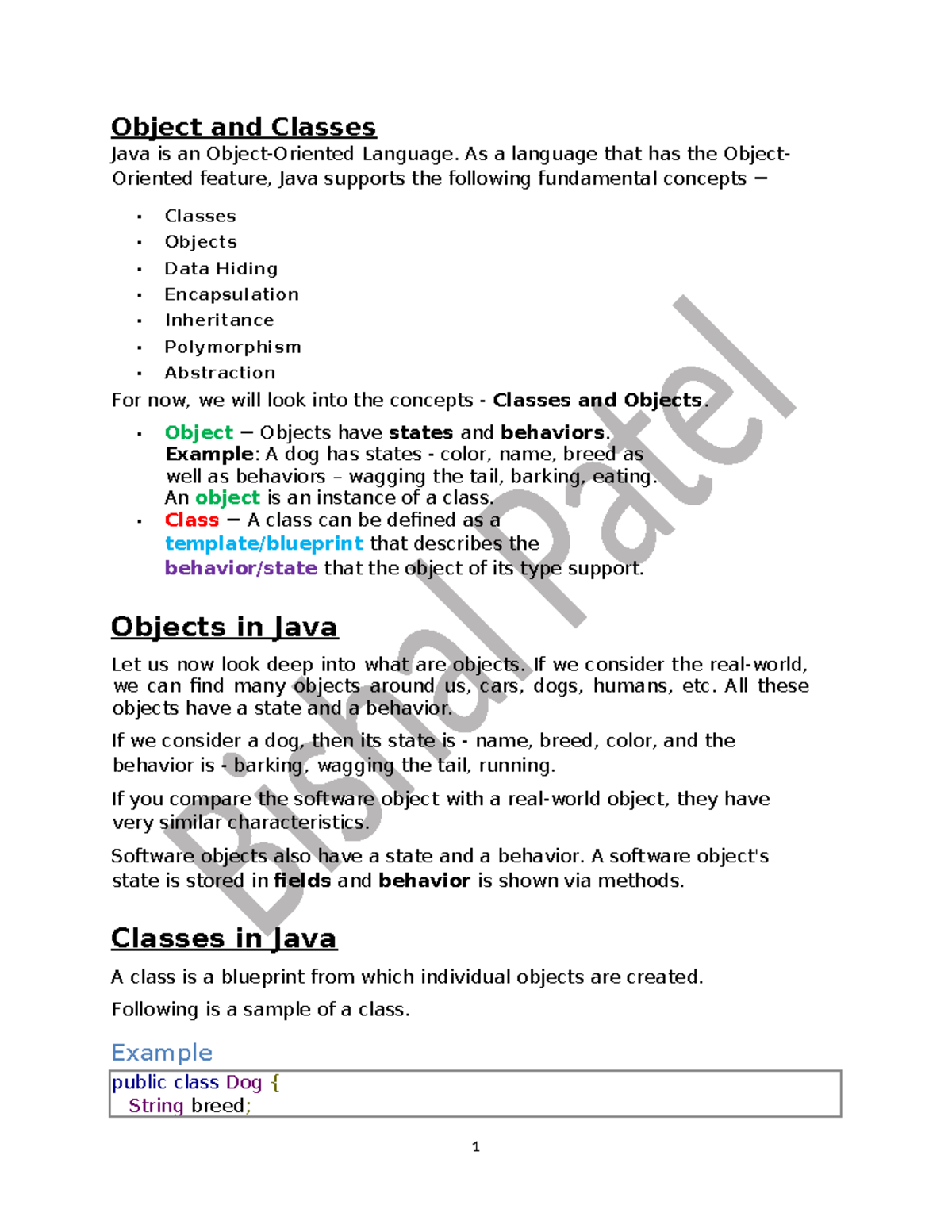 4. Object and Class Concepts in Java Programming - Studocu