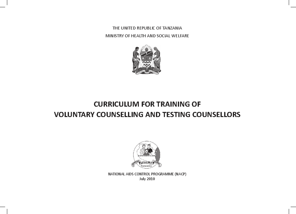 VCT 01 - Guidelines for Training Voluntary Counselling & Testing ...