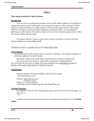 BEC403 Control Systems: Elements, Types, and Mathematical Models - Studocu
