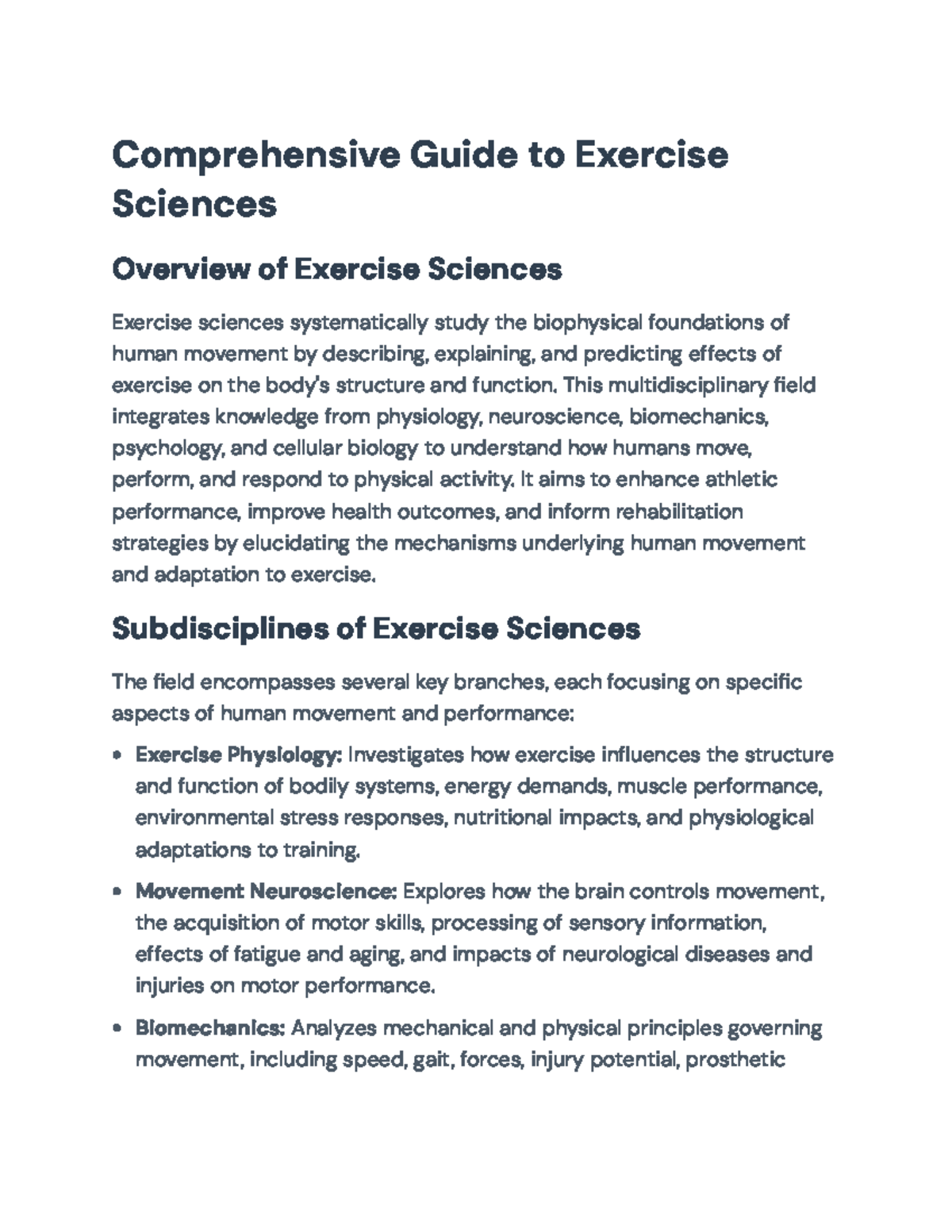 Comprehensive Overview of Exercise Sciences - EXERSCI 101 Guide - Studocu