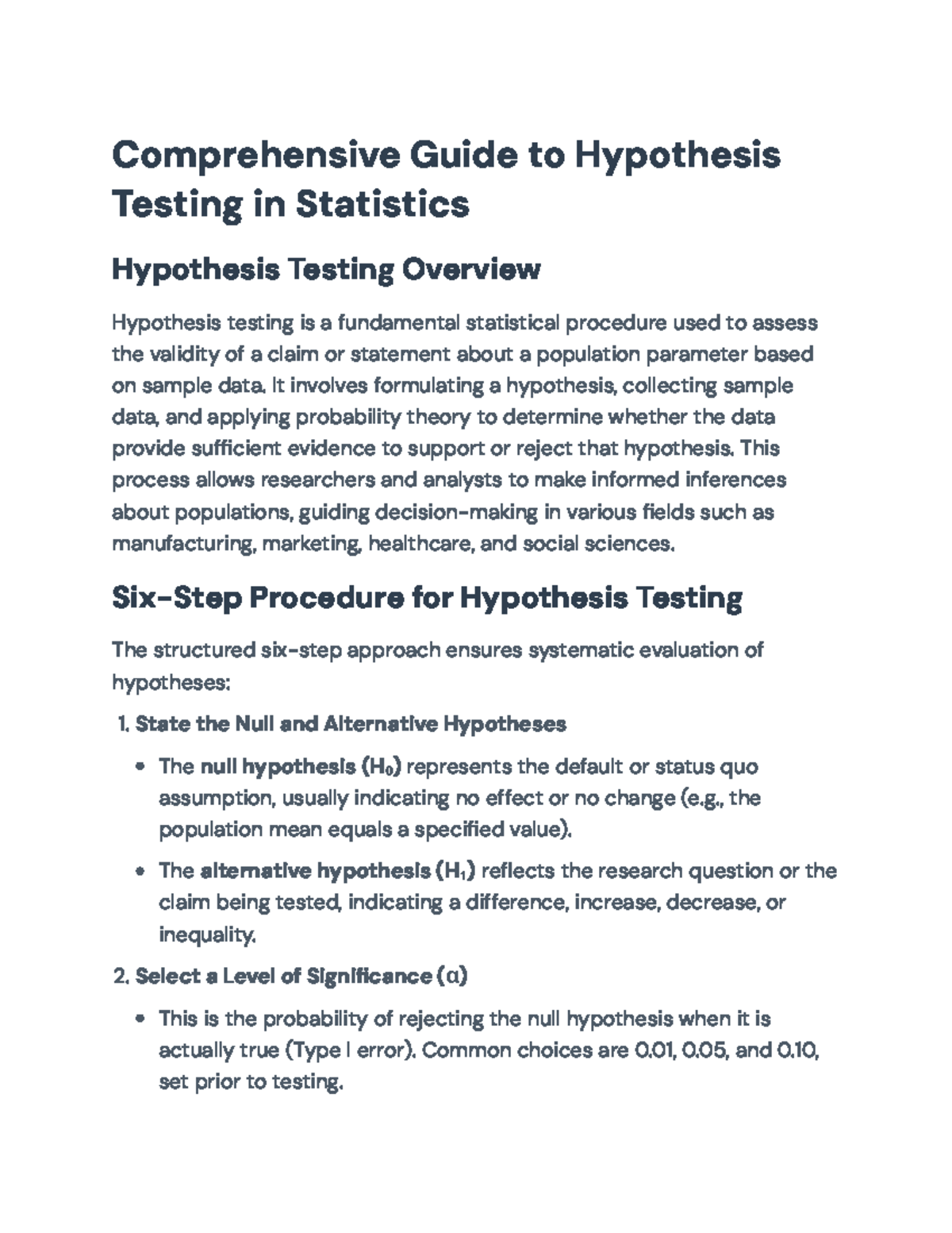 Comprehensive Guide to Hypothesis Testing in Statistics (STAT 101 ...