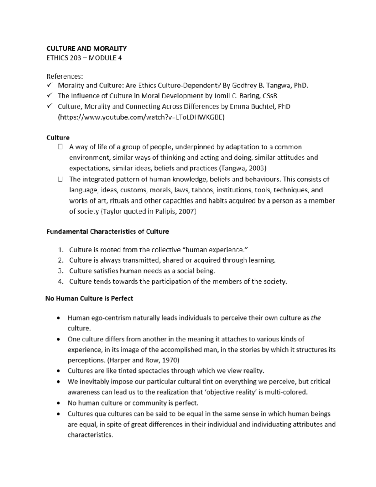 Module 4- Culture AND Morality Student Lecture - Ethics - BatStateU ...