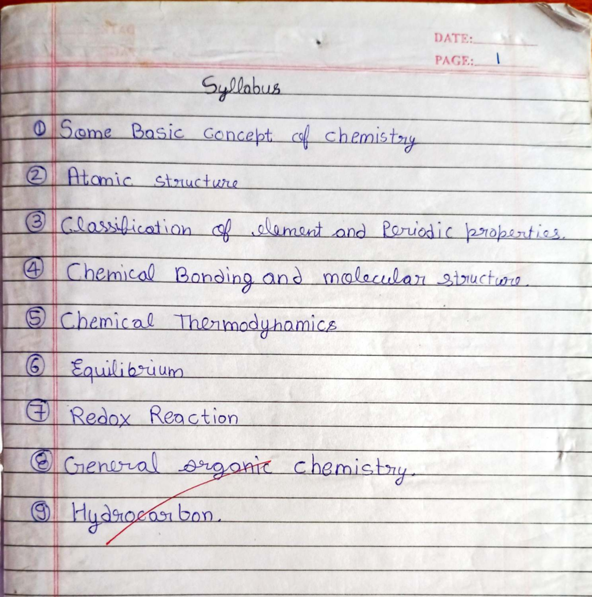 Chemistry 101: Syllabus and Key Concepts Overview - Studocu