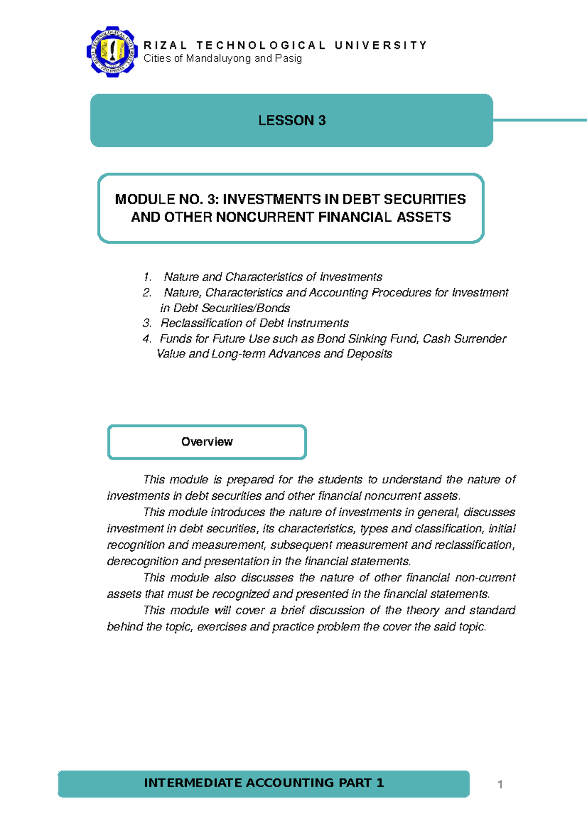 AC7&8.3.1 Module 3 - Understanding Investments in Debt Securities - Studocu