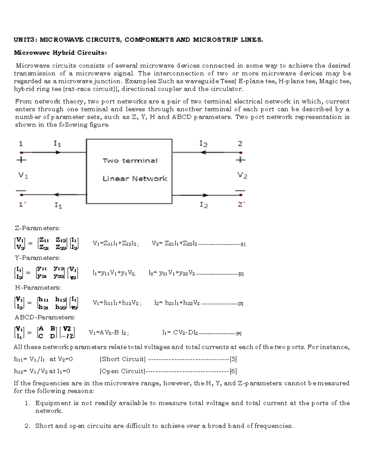 Microwave Engineering Exam Notes for UE18EC303 & UE17EC353 - 5th Sem ...
