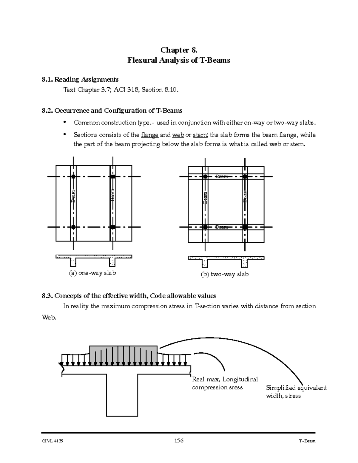 CIVL 4135 Chapter 8: Flexural Analysis of T-Beams Explained - Studocu