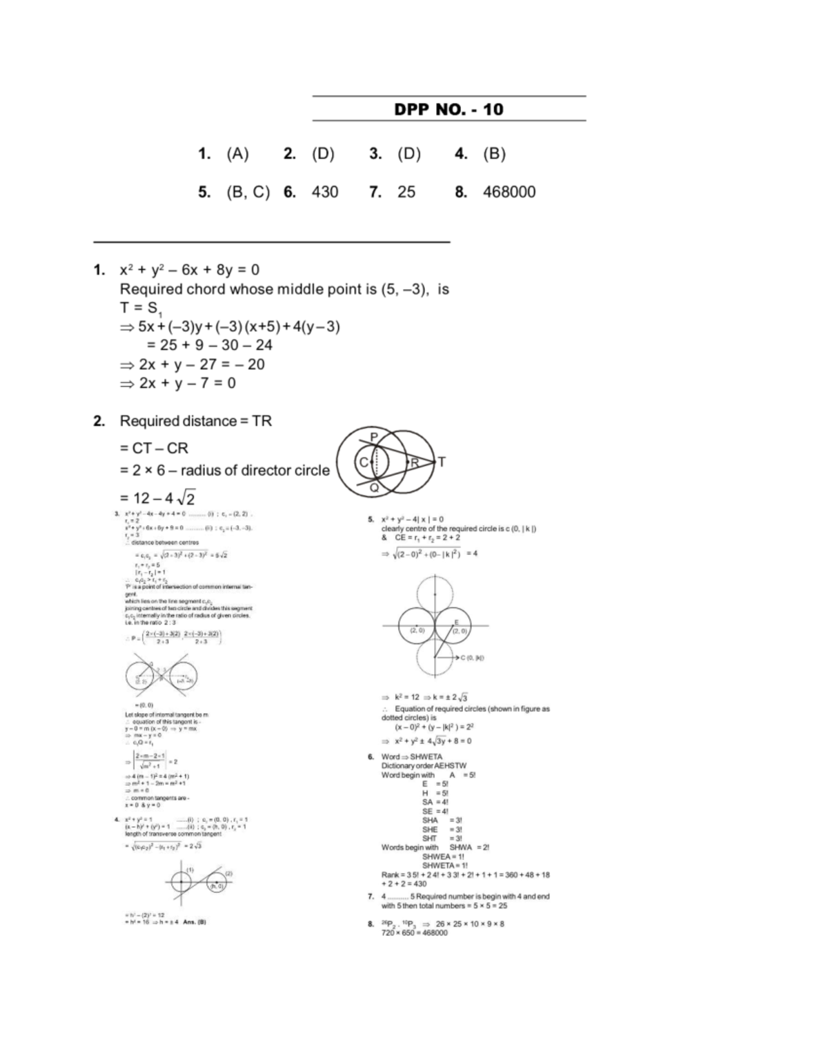 DPP 10 Answer Key - Geometry and Tangents Analysis - Studocu