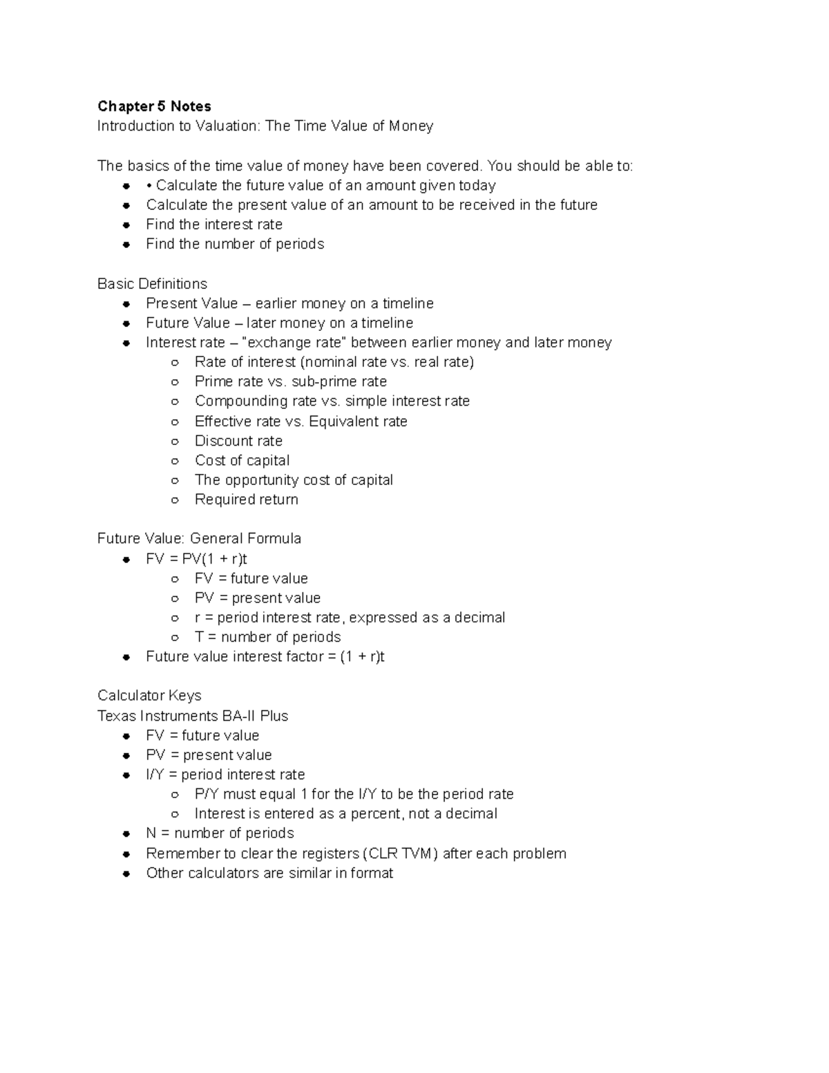 Chapter 5 & 6 - Valuation Concepts: Time Value of Money & Cash Flow ...