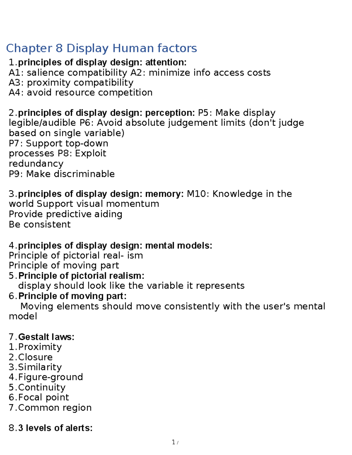 Chapter 8: Principles of Display Design & Human Factors Insights ...