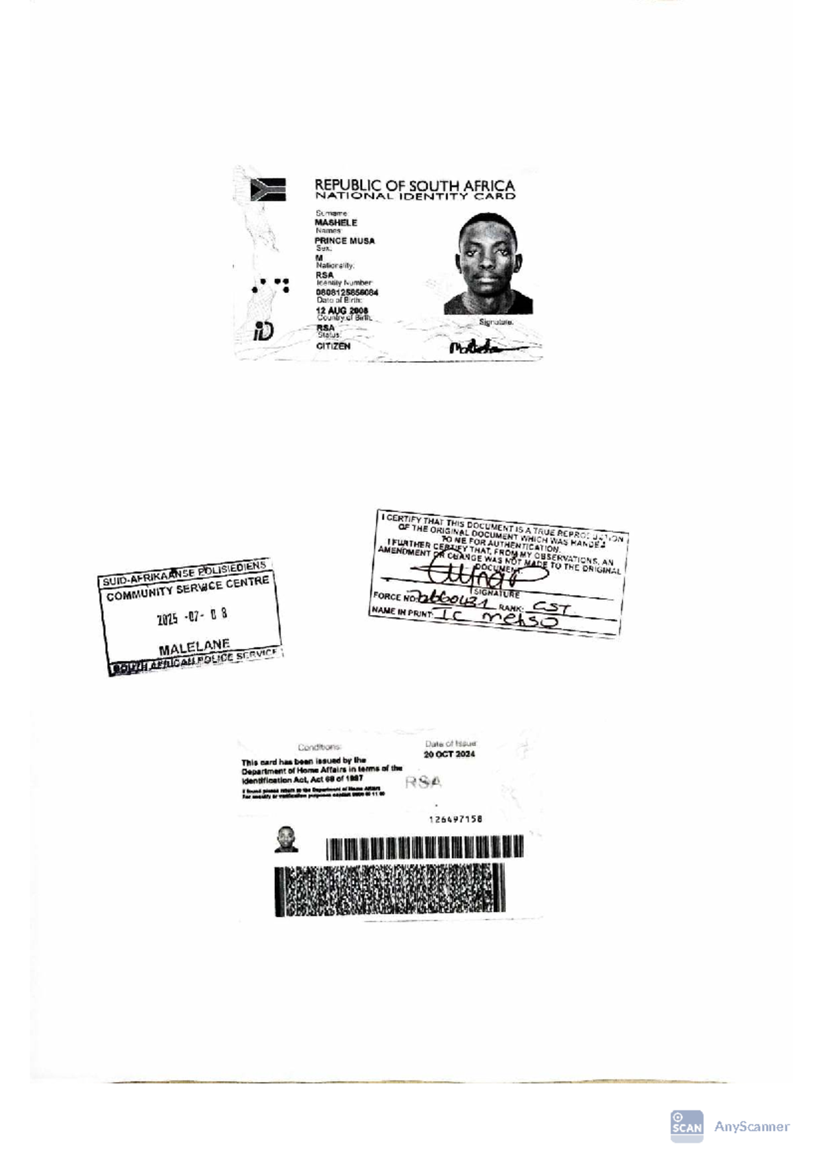 ID Document for Student 081017 - RSA National Identity Card - Studocu